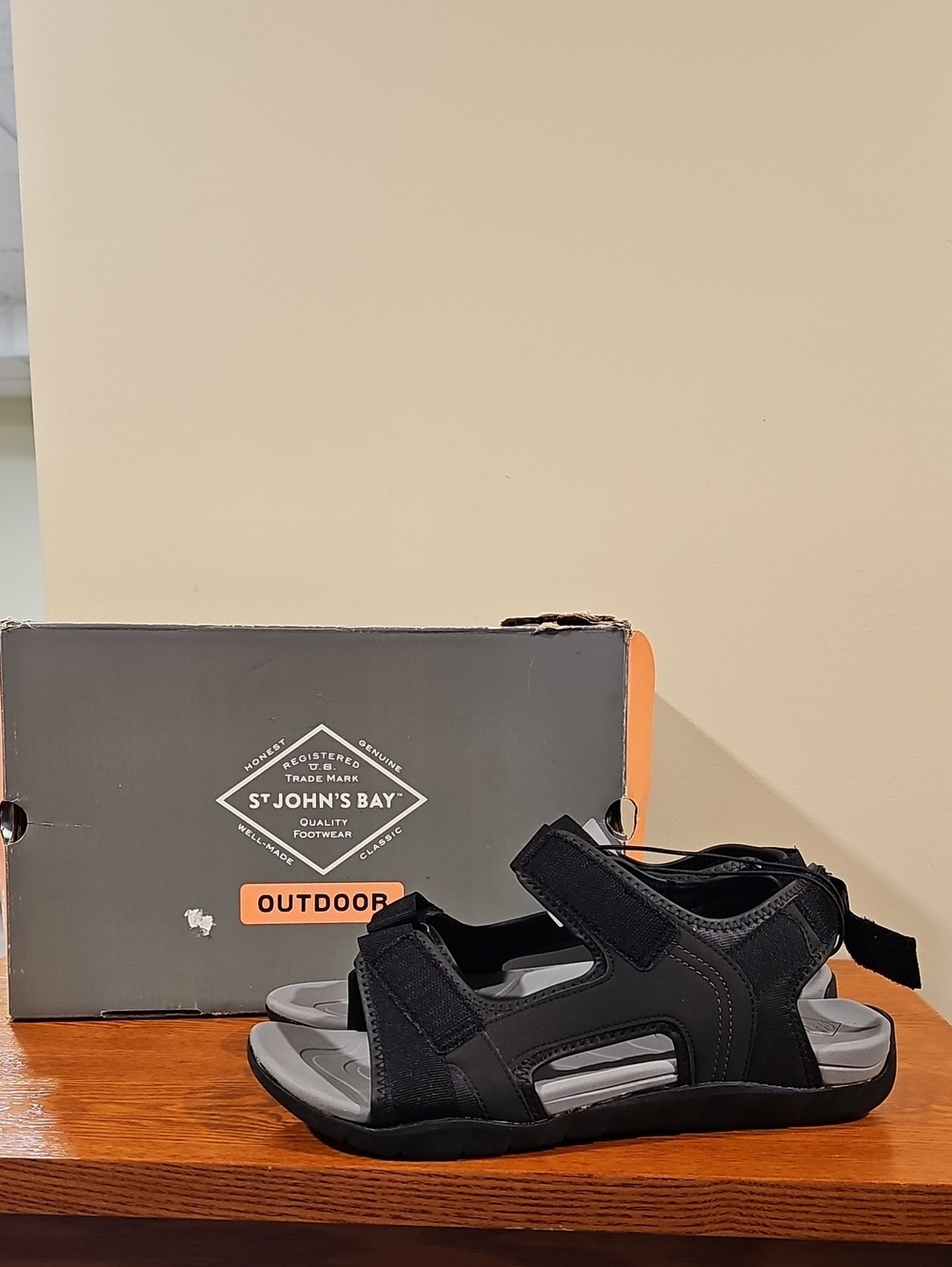St. John's Bay Black and Gray Men's Outdoor Sport Sandals